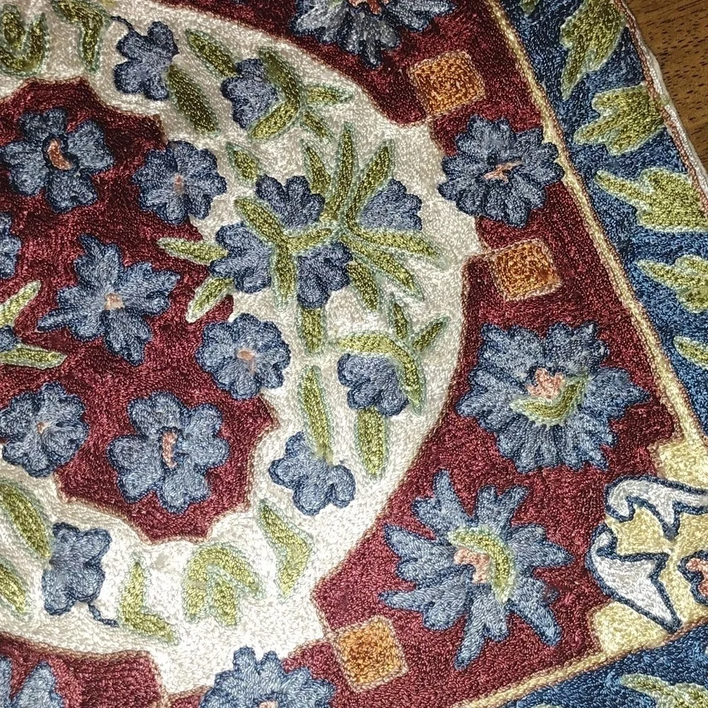 NWOT Hand Embroidered Decorative Pillow Cover. Made in India. 16x16